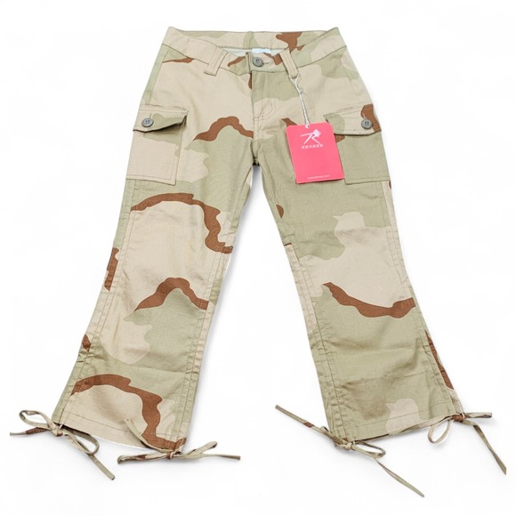 Rothco Capri Pants Women's Size 3/4 Cargo Retro Camo Y2K Desert Camouflage NWT - Picture 1 of 9